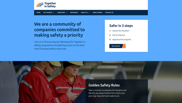 Screenshot of the Together In Safety website