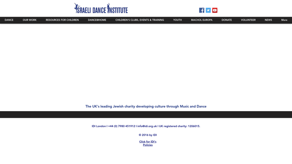 Screenshot of the The Israeli Dance Institute website