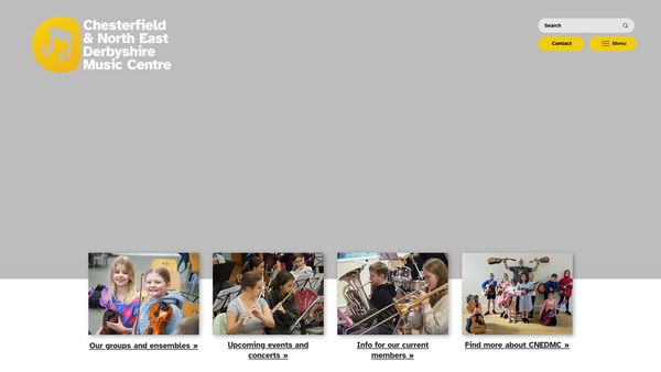 Screenshot of the Chesterfield And North East Derbyshire Music Centre website