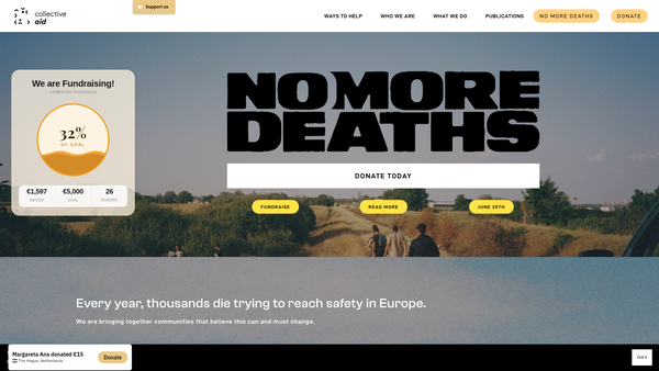 Screenshot of the The Collective Aid Charitable Foundation. website