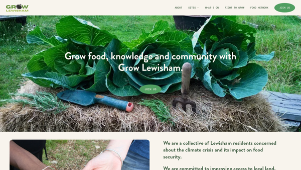 Screenshot of the Grow Lewisham website