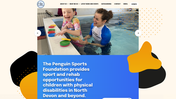 Screenshot of the The Penguin Sports Foundation website