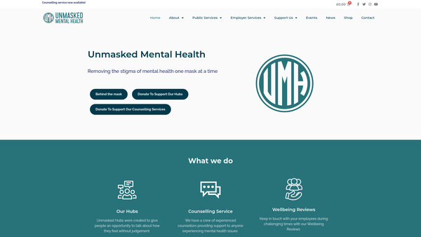 Screenshot of the Unmasked Mental Health website