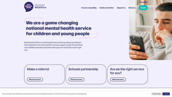 Screenshot of the Stop.breathe.think. website