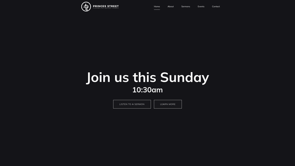 Screenshot of the Princes Street Evangelical Baptist Church website