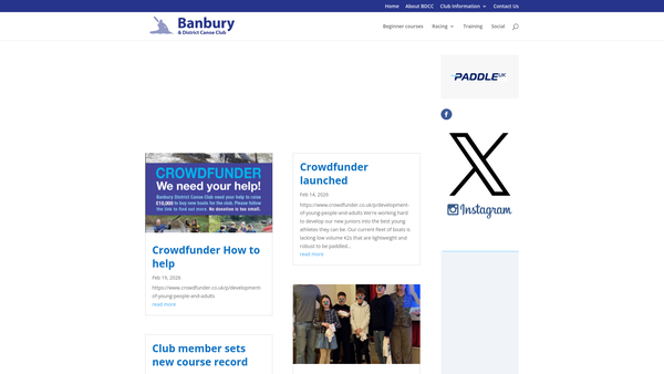 Screenshot of the Banbury & District Canoe Club website