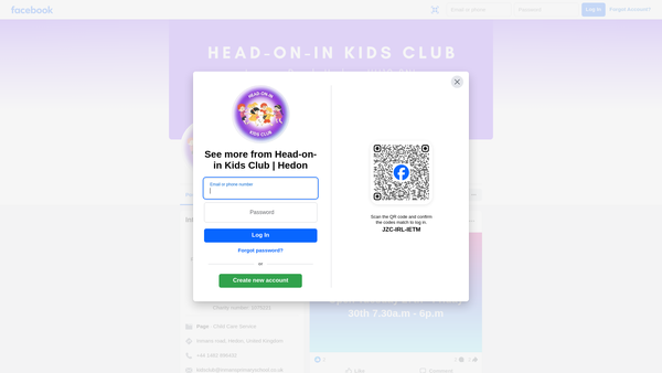 Screenshot of the "Head-On-In" Kids Club website
