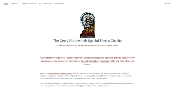 Screenshot of the The Gerry Holdsworth Special Forces Charity website