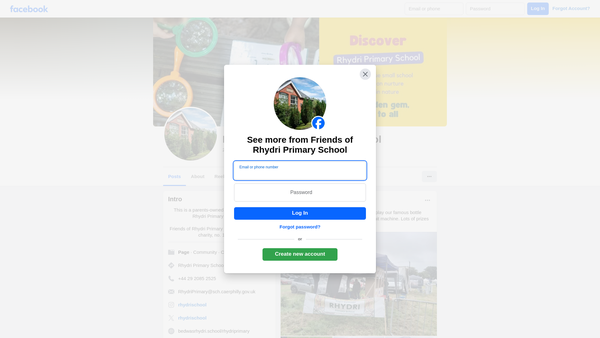 Screenshot of the Friends Of Rhydri Primary School website