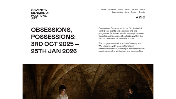 Screenshot of the Coventry Biennial Ltd website
