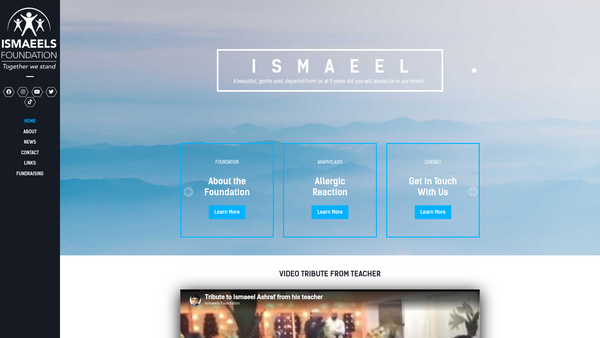Screenshot of the Ismaeels Foundation website