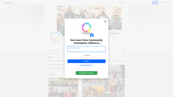 Screenshot of the Community Champions Alliance website