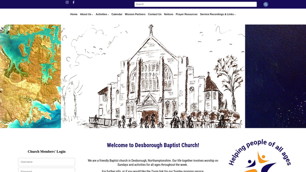 Screenshot of the Desborough Baptist Church website