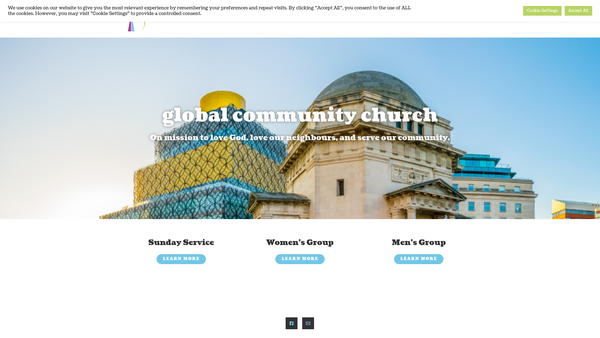 Screenshot of the Global Community Church website