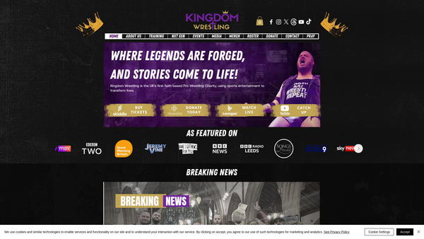 Screenshot of the Kingdom Wrestling website
