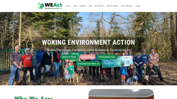 Screenshot of the Woking Environment Action website
