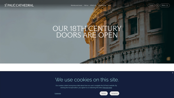 Screenshot of the St Paul's Cathedral website