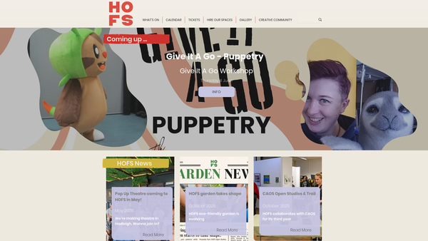 Screenshot of the Hofs (Hadleigh Old Fire Station) website