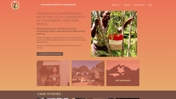 Screenshot of the Muhoroni People's Foundation website