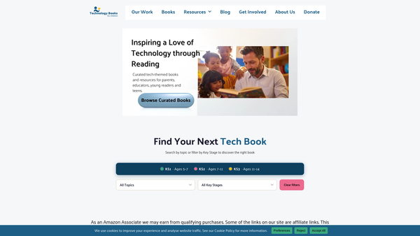Screenshot of the Technology Books For Children website