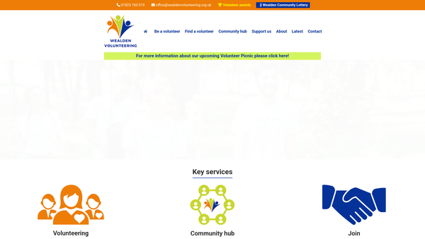 Screenshot of the Wealden Volunteering website