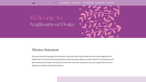 Screenshot of the Neighbourhood Doulas CIO website