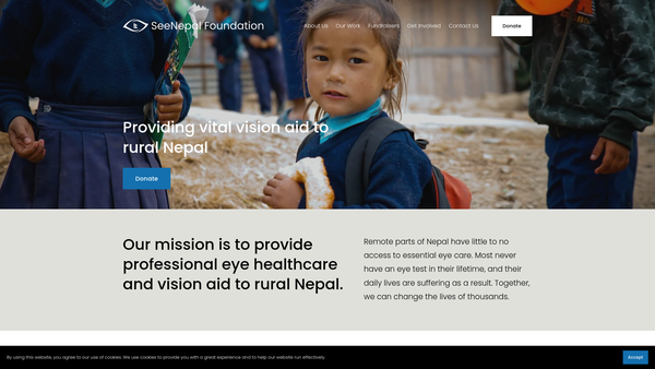Screenshot of the Seenepal Foundation website