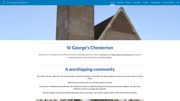 Screenshot of the The Parochial Church Council Of The Ecclesiastical Parish Of Chesterton St George website