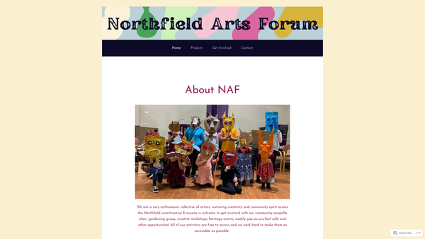 Screenshot of the Northfield Arts Forum website