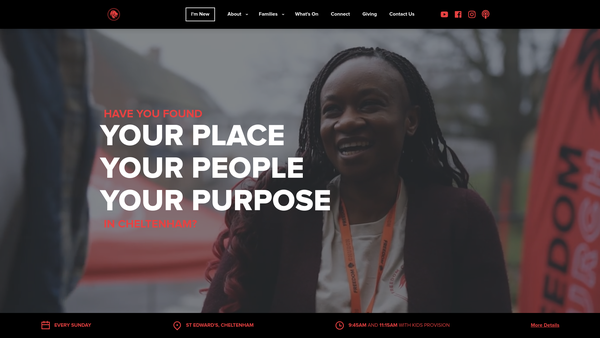 Screenshot of the Freedom Church Cheltenham website