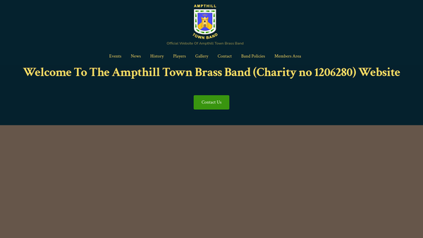 Screenshot of the Ampthill Town Band website