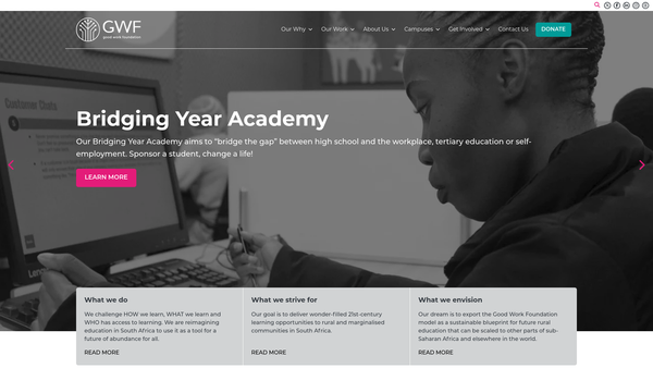 Screenshot of the Good Work Foundation UK website