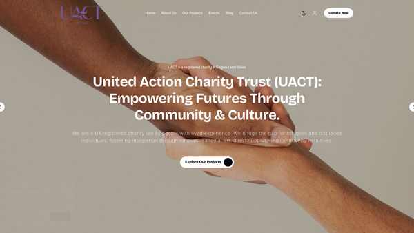 Screenshot of the United Action Charity Trust website