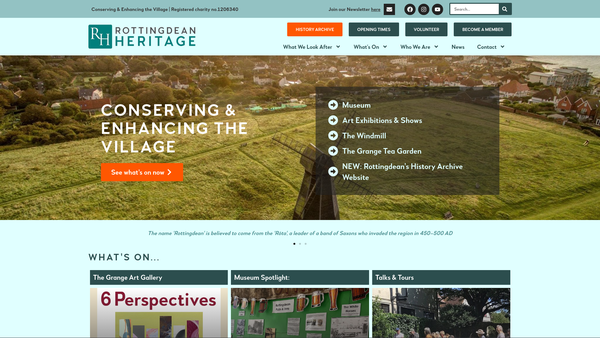 Screenshot of the Rottingdean Heritage CIO website