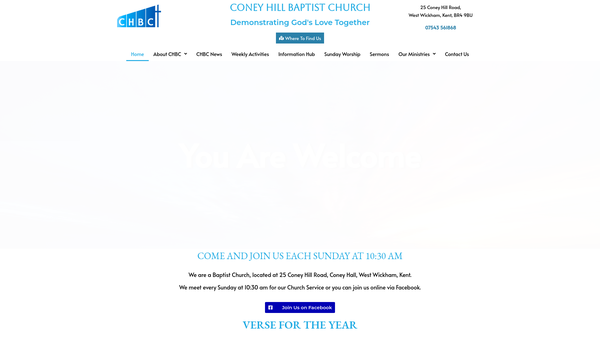 Screenshot of the Coney Hill Baptist Church website