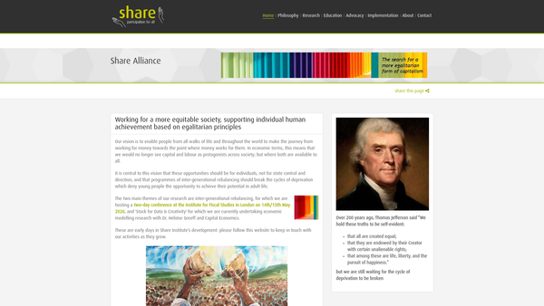 Screenshot of the Share Alliance website