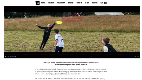 Screenshot of the Breakout Ministries website