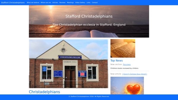Screenshot of the Stafford Christadelphian Ecclesia website