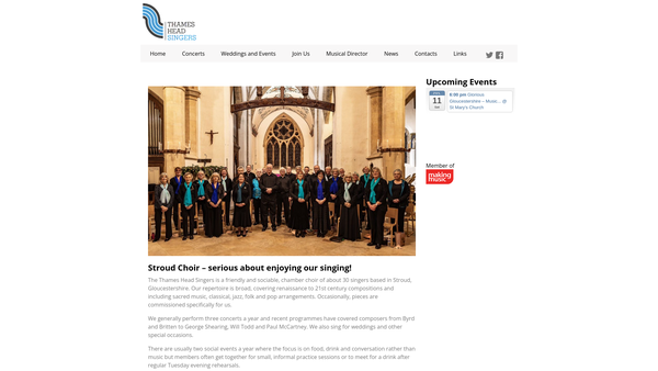 Screenshot of the Thames Head Singers website