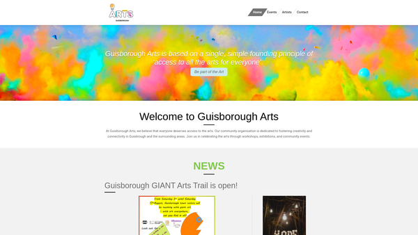 Screenshot of the Guisborough Arts website