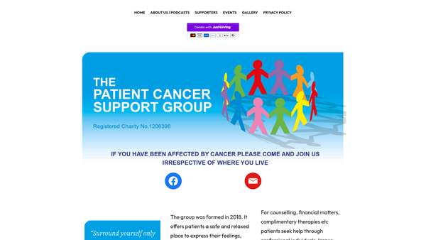 Screenshot of the The Patient Cancer Support Group website