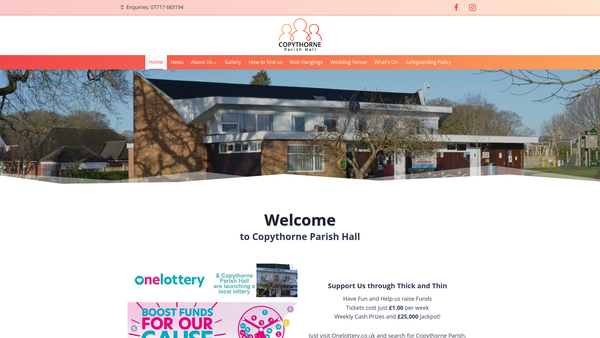 Screenshot of the Copythorne Parish Hall website