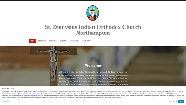 Screenshot of the St. Dionysius Indian Orthodox Church website