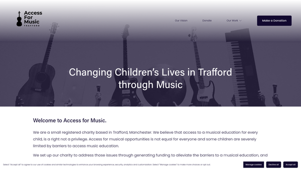 Screenshot of the Access For Music website