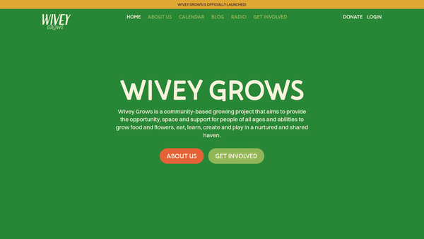 Screenshot of the Wivey Grows website