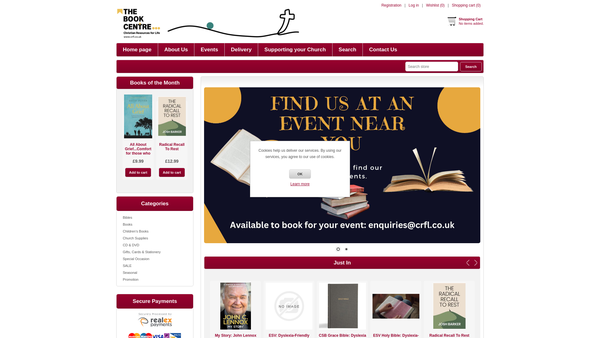 Screenshot of the Potteries Christian Bookshop website