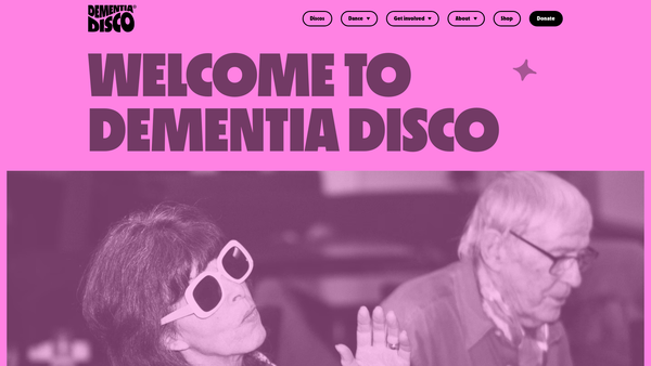 Screenshot of the Dementia Disco website