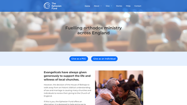 Screenshot of the The Ephesian Fund website