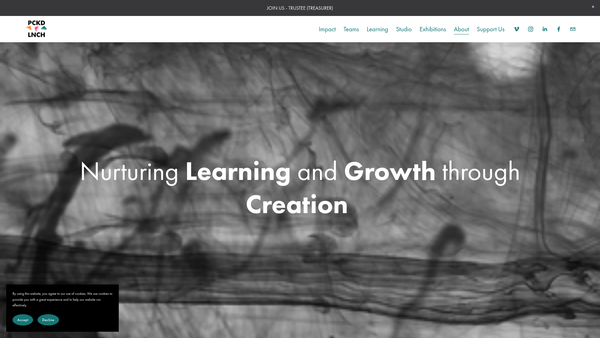 Screenshot of the Packed Lunch Productions website
