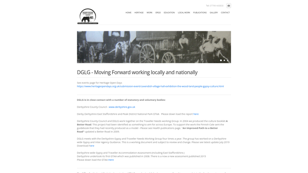 Screenshot of the Derbyshire Gypsy Liaison Group website